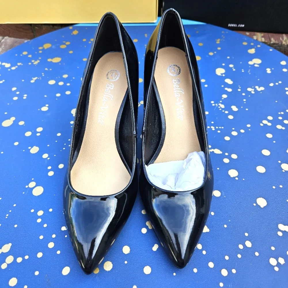 Bella Vita Define ll Black Pat Heels Shoes Women's Size 7.5 - Picture 4 of 15